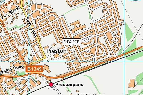 EH32 9QB map - OS VectorMap District (Ordnance Survey) EH32 9QB map - OS VectorMap District (Ordnance Survey)