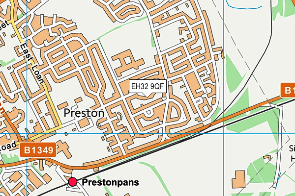 EH32 9QF map - OS VectorMap District (Ordnance Survey) EH32 9QF map - OS VectorMap District (Ordnance Survey)