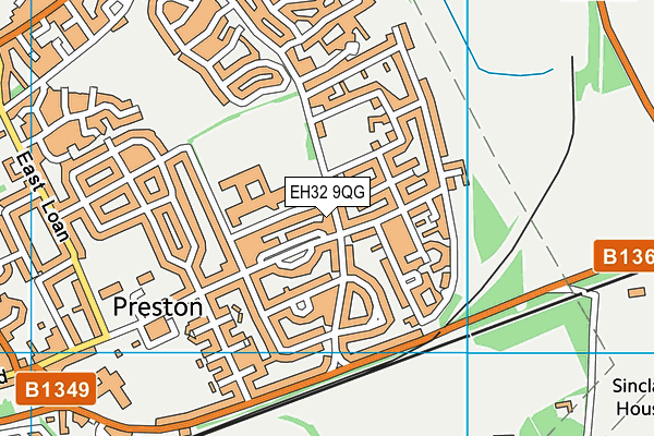 EH32 9QG map - OS VectorMap District (Ordnance Survey) EH32 9QG map - OS VectorMap District (Ordnance Survey)