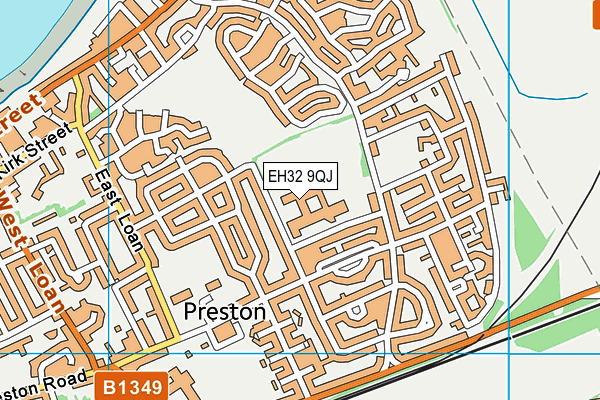 EH32 9QJ map - OS VectorMap District (Ordnance Survey) EH32 9QJ map - OS VectorMap District (Ordnance Survey)