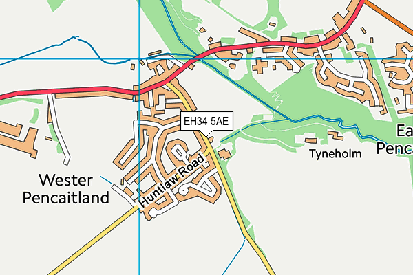 EH34 5AE map - OS VectorMap District (Ordnance Survey) EH34 5AE map - OS VectorMap District (Ordnance Survey)