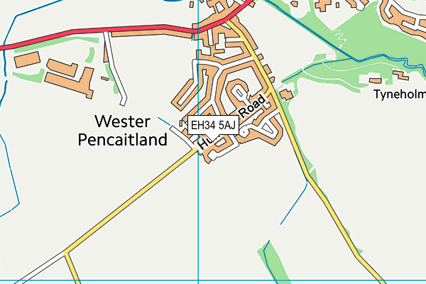 EH34 5AJ map - OS VectorMap District (Ordnance Survey) EH34 5AJ map - OS VectorMap District (Ordnance Survey)
