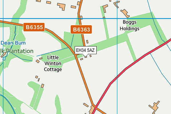 EH34 5AZ map - OS VectorMap District (Ordnance Survey) EH34 5AZ map - OS VectorMap District (Ordnance Survey)