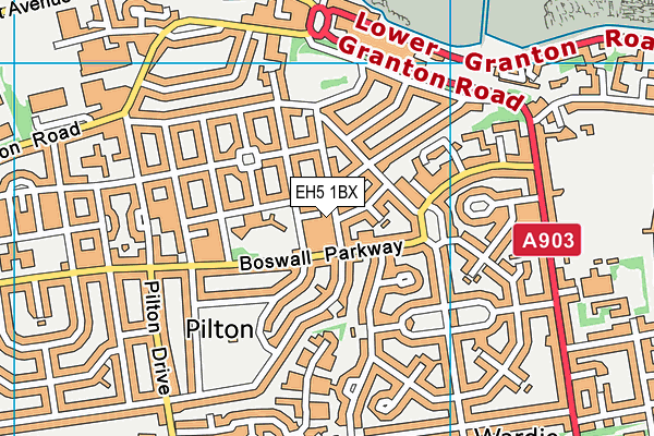 EH5 1BX map - OS VectorMap District (Ordnance Survey) EH5 1BX map - OS VectorMap District (Ordnance Survey)