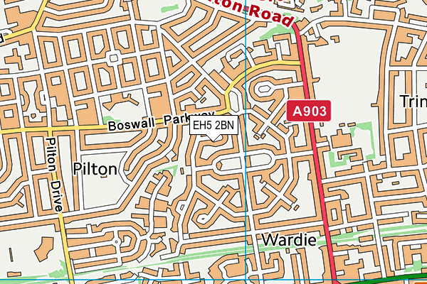 EH5 2BN map - OS VectorMap District (Ordnance Survey) EH5 2BN map - OS VectorMap District (Ordnance Survey)