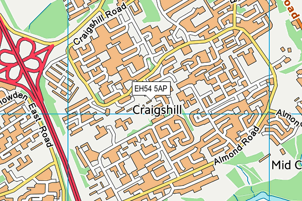 EH54 5AP map - OS VectorMap District (Ordnance Survey) EH54 5AP map - OS VectorMap District (Ordnance Survey)