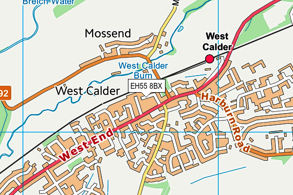 EH55 8BX map - OS VectorMap District (Ordnance Survey)