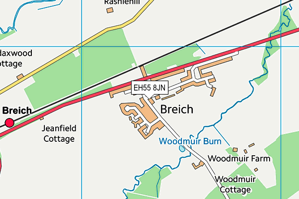EH55 8JN map - OS VectorMap District (Ordnance Survey)