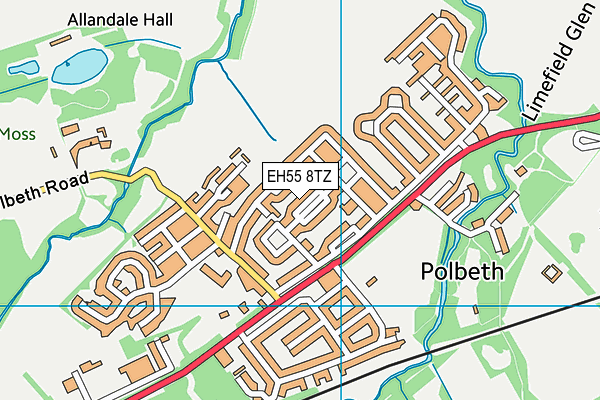 EH55 8TZ map - OS VectorMap District (Ordnance Survey)