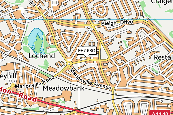EH7 6BG map - OS VectorMap District (Ordnance Survey)