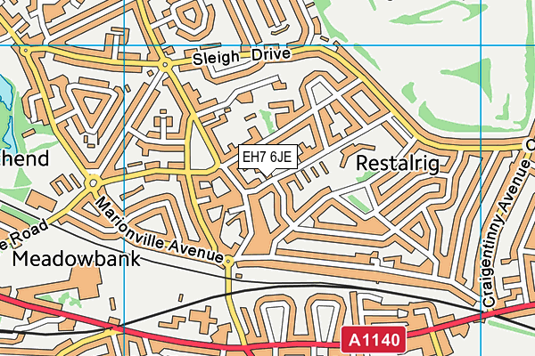EH7 6JE map - OS VectorMap District (Ordnance Survey) EH7 6JE map - OS VectorMap District (Ordnance Survey)