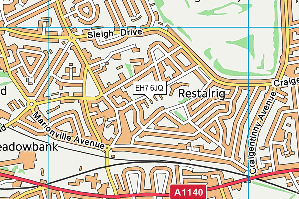 EH7 6JQ map - OS VectorMap District (Ordnance Survey) EH7 6JQ map - OS VectorMap District (Ordnance Survey)
