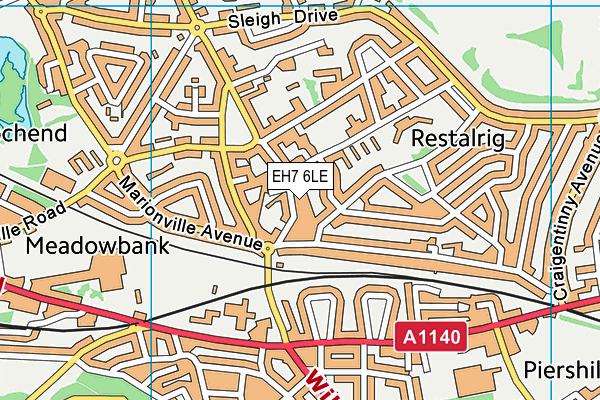 EH7 6LE map - OS VectorMap District (Ordnance Survey) EH7 6LE map - OS VectorMap District (Ordnance Survey)
