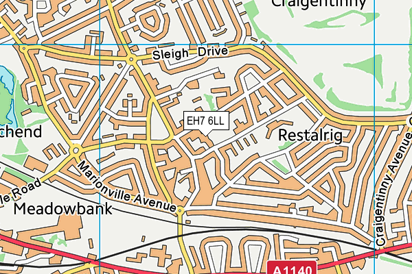 EH7 6LL map - OS VectorMap District (Ordnance Survey) EH7 6LL map - OS VectorMap District (Ordnance Survey)