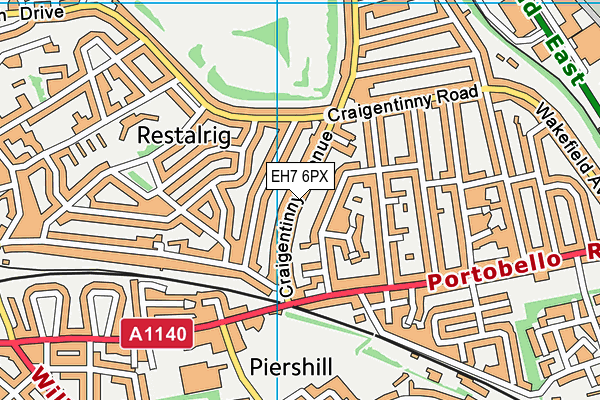 EH7 6PX map - OS VectorMap District (Ordnance Survey) EH7 6PX map - OS VectorMap District (Ordnance Survey)