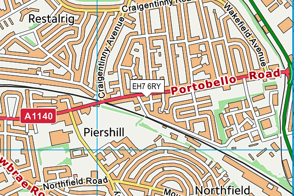 EH7 6RY map - OS VectorMap District (Ordnance Survey) EH7 6RY map - OS VectorMap District (Ordnance Survey)