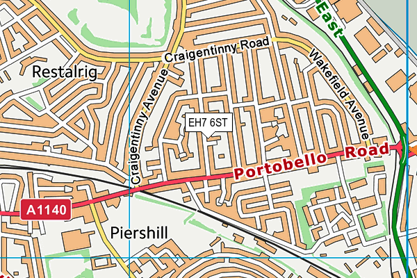 EH7 6ST map - OS VectorMap District (Ordnance Survey) EH7 6ST map - OS VectorMap District (Ordnance Survey)