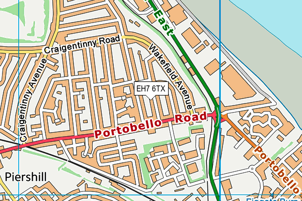 EH7 6TX map - OS VectorMap District (Ordnance Survey) EH7 6TX map - OS VectorMap District (Ordnance Survey)