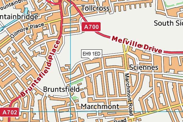 EH9 1ED map - OS VectorMap District (Ordnance Survey) EH9 1ED map - OS VectorMap District (Ordnance Survey)