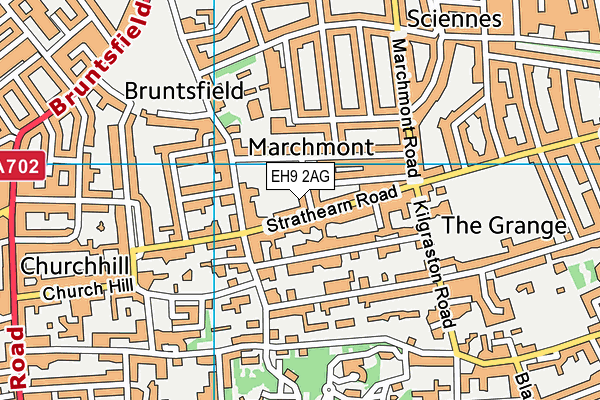 EH9 2AG map - OS VectorMap District (Ordnance Survey)