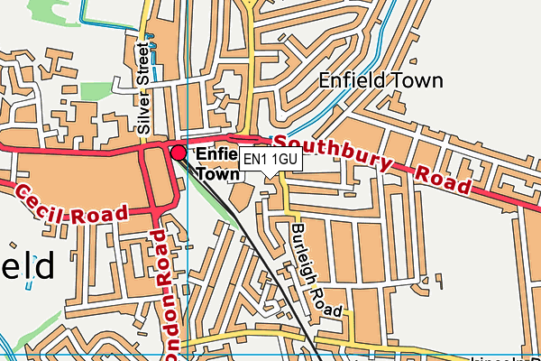 EN1 1GU map - OS VectorMap District (Ordnance Survey)