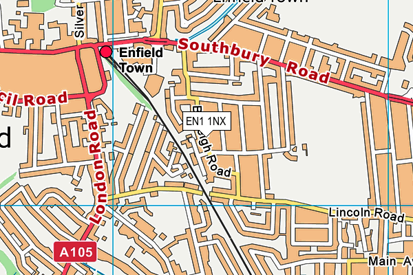 EN1 1NX map - OS VectorMap District (Ordnance Survey)