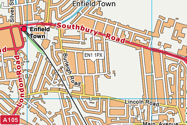 EN1 1PX map - OS VectorMap District (Ordnance Survey)