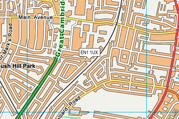 EN1 1UX map - OS VectorMap District (Ordnance Survey) EN1 1UX map - OS VectorMap District (Ordnance Survey)