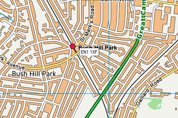 EN1 1XF map - OS VectorMap District (Ordnance Survey)