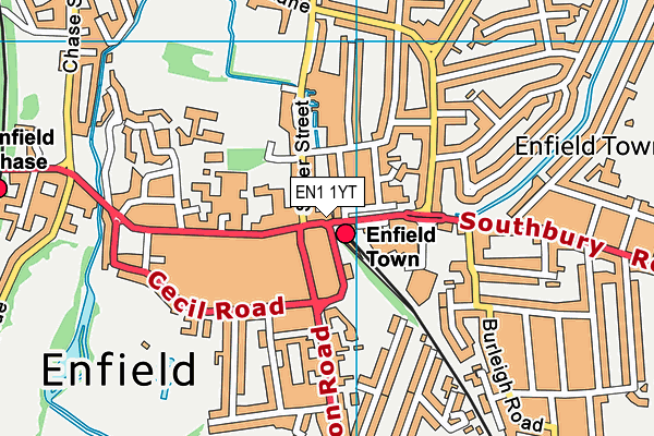 EN1 1YT map - OS VectorMap District (Ordnance Survey)