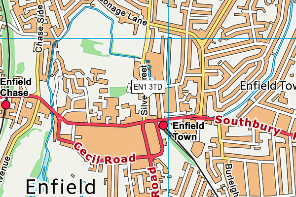 EN1 3TD map - OS VectorMap District (Ordnance Survey)