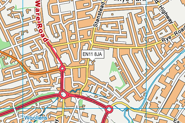 EN11 8JA map - OS VectorMap District (Ordnance Survey) EN11 8JA map - OS VectorMap District (Ordnance Survey)