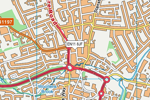 EN11 8JF map - OS VectorMap District (Ordnance Survey) EN11 8JF map - OS VectorMap District (Ordnance Survey)