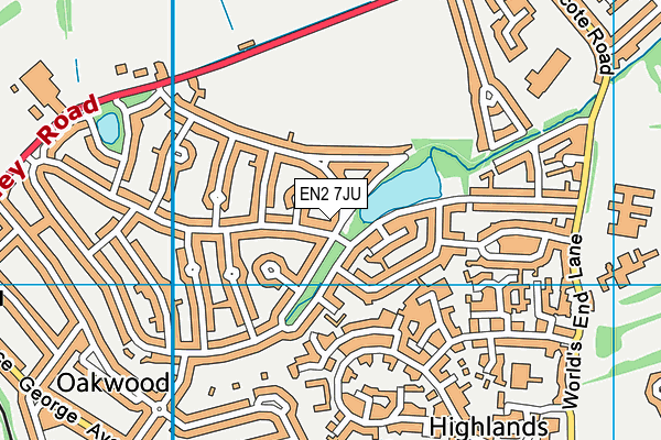 EN2 7JU map - OS VectorMap District (Ordnance Survey) EN2 7JU map - OS VectorMap District (Ordnance Survey)