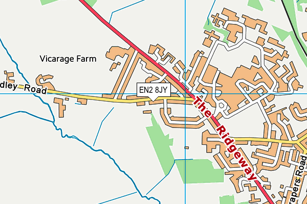 EN2 8JY map - OS VectorMap District (Ordnance Survey) EN2 8JY map - OS VectorMap District (Ordnance Survey)