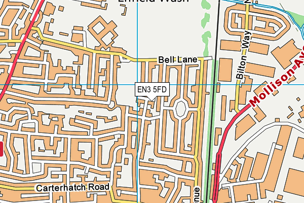 EN3 5FD map - OS VectorMap District (Ordnance Survey)