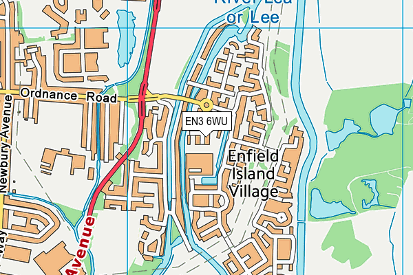 EN3 6WU map - OS VectorMap District (Ordnance Survey)