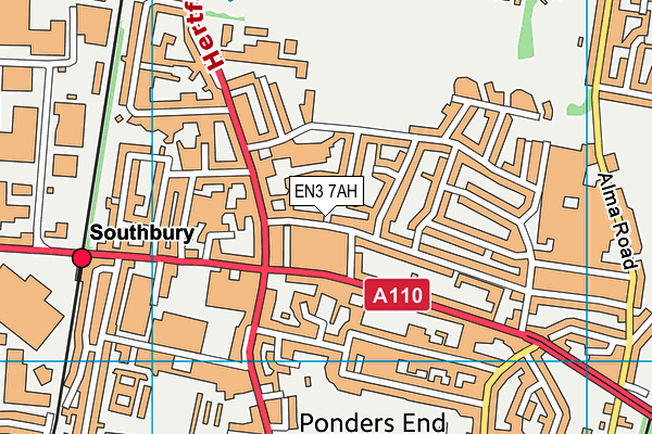 EN3 7AH map - OS VectorMap District (Ordnance Survey)