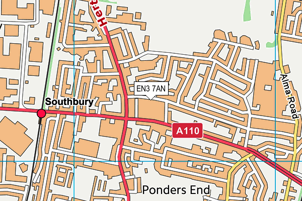 EN3 7AN map - OS VectorMap District (Ordnance Survey)