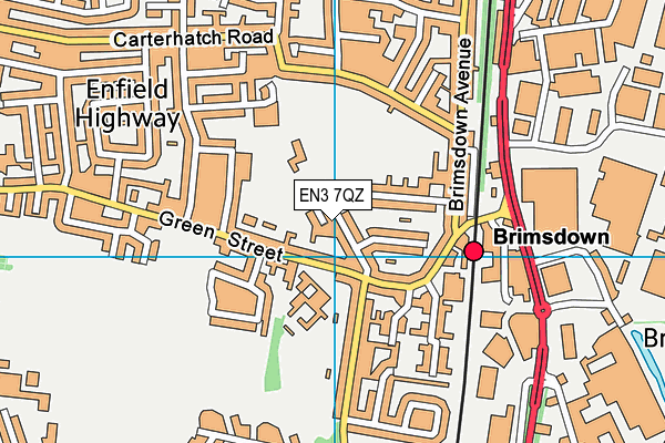 EN3 7QZ map - OS VectorMap District (Ordnance Survey)