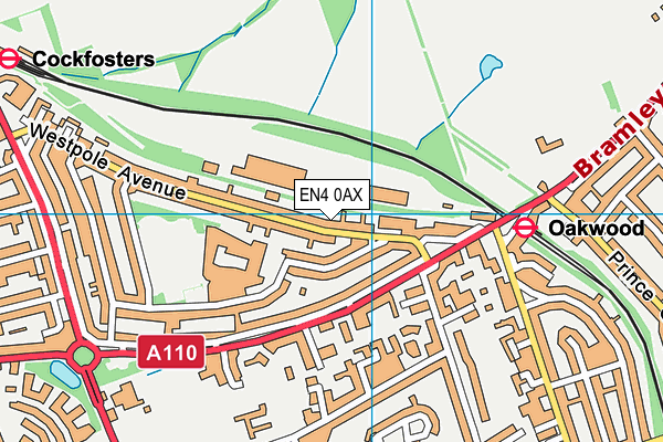 EN4 0AX map - OS VectorMap District (Ordnance Survey)
