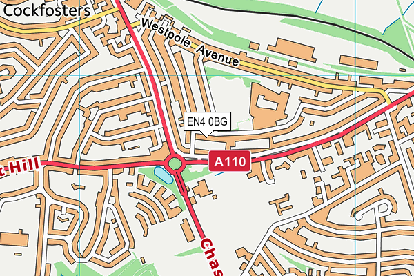 EN4 0BG map - OS VectorMap District (Ordnance Survey)