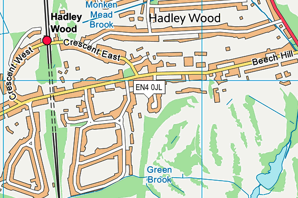 EN4 0JL map - OS VectorMap District (Ordnance Survey) EN4 0JL map - OS VectorMap District (Ordnance Survey)