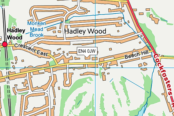 EN4 0JW map - OS VectorMap District (Ordnance Survey) EN4 0JW map - OS VectorMap District (Ordnance Survey)