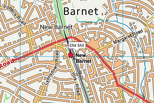 EN4 8AX map - OS VectorMap District (Ordnance Survey) EN4 8AX map - OS VectorMap District (Ordnance Survey)
