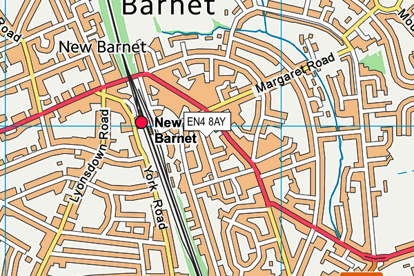 EN4 8AY map - OS VectorMap District (Ordnance Survey)