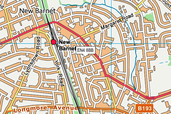EN4 8BB map - OS VectorMap District (Ordnance Survey) EN4 8BB map - OS VectorMap District (Ordnance Survey)