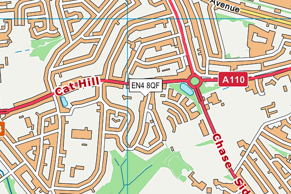 EN4 8QF map - OS VectorMap District (Ordnance Survey)