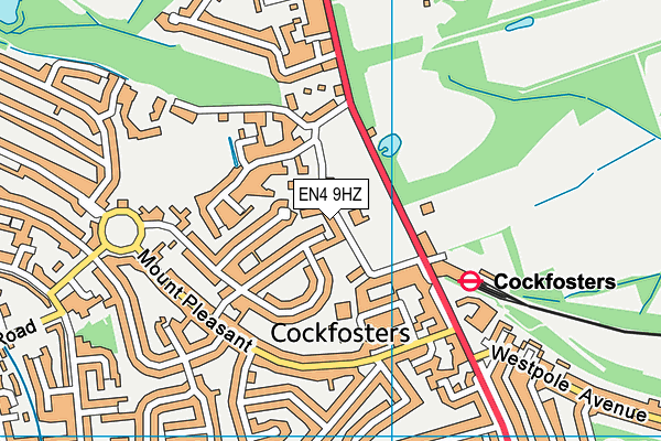 EN4 9HZ map - OS VectorMap District (Ordnance Survey)