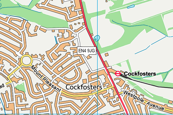 EN4 9JG map - OS VectorMap District (Ordnance Survey) EN4 9JG map - OS VectorMap District (Ordnance Survey)